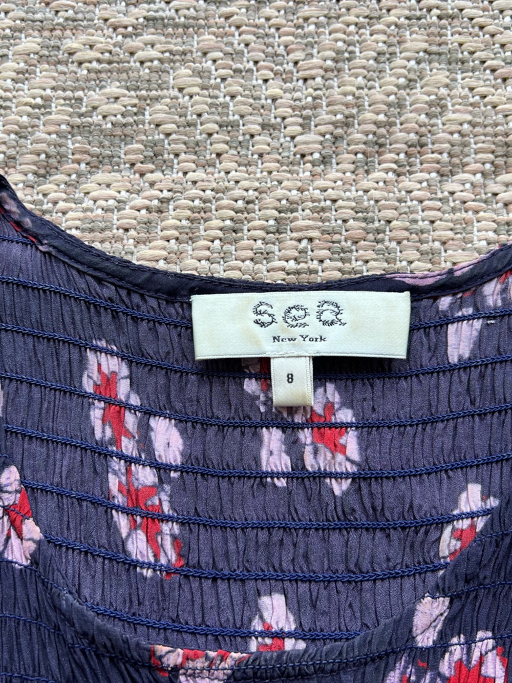 Sea New York Purple Floral Ruched Midi Maxi Dress Womens Size 8 - Picture 6 of 13